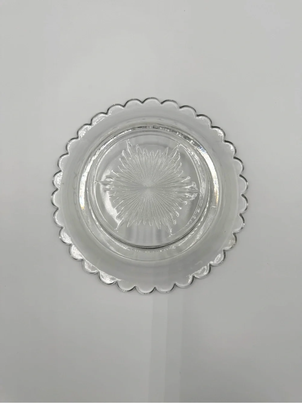 Vintage Clear Glass Butter Dish with Dome Lid Scalloped Edge